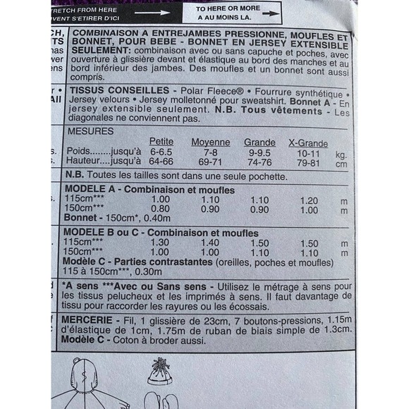 McCalls sewing pattern 9084 baby jumpsuit hat mittens size s-XL - Picture 5 of 6